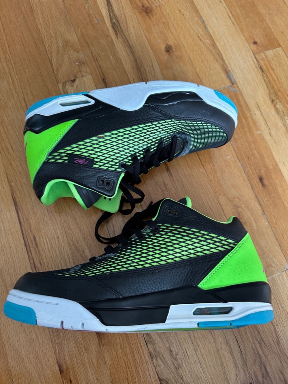 Jordan Flight Club 80s Black Lime Never Been Worn sz 10 - Picture 2 of 7